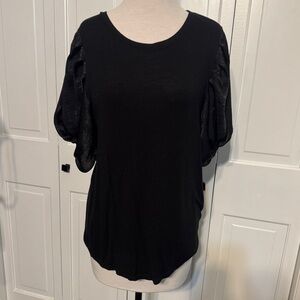 Laundry By Shelli Segal Black Puff Sleeve Top Sz XL